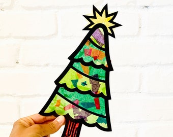 Christmas Tree Suncatcher kit - Christmas craft - kids craft kit - DIY art kit - Gift for kids - Winter party activity - Art gift for kids
