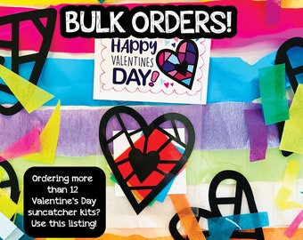 BULK Valentine's Day suncatcher kit for preschool or kindergarten class, Kids arts and crafts classroom cards with simple paper art