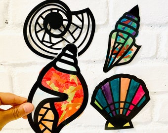 Seashells suncatcher kit - kids craft kit - crafts for kids - homeschool activity - DIY arts and crafts - toddler craft - road trip activity