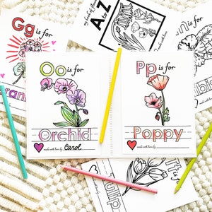 Flower Baby Shower ABC Book Activity, Baby in Bloom Alphabet Coloring Book, Printable Mother's Day or Grandma handmade gift from Kids