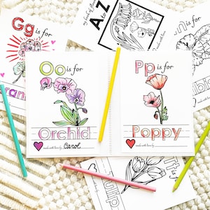 Flower Baby Shower ABC Book Activity, Baby in Bloom Alphabet Coloring Book, Printable Mother's Day or Grandma handmade gift from Kids