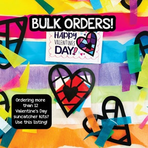 BULK Valentine's Day suncatcher kit for preschool or kindergarten class, Kids arts and crafts classroom cards with simple paper art