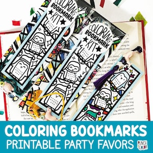 Printable Penguin Party Favors, Penguin Coloring Bookmark Kits, DIY Winter Birthday Party Favor for Kids, Winter Coloring Page Download