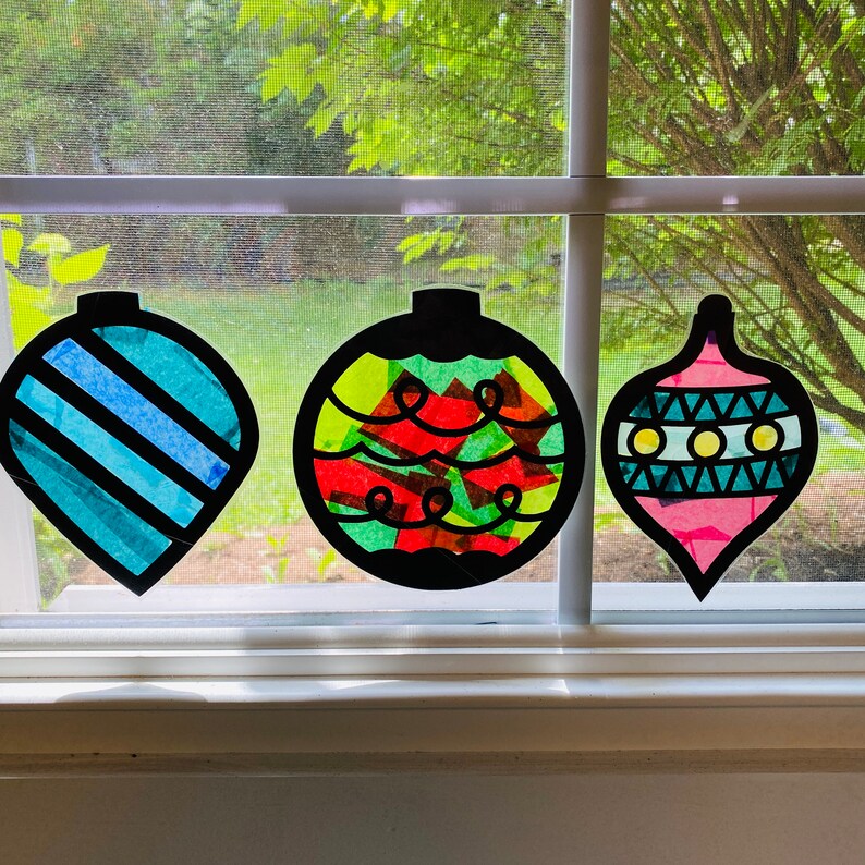 Ornaments Suncatcher Kit Christmas Craft Kids Craft Kit Etsy
