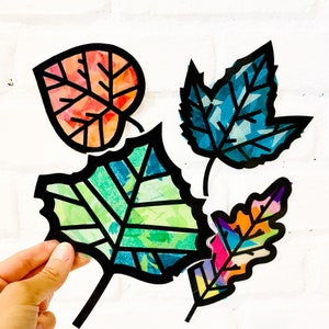 Leaves suncatcher craft kit, fall kids craft kit, Halloween crafts for preschool party, Halloween party favors, Thanksgiving art activity