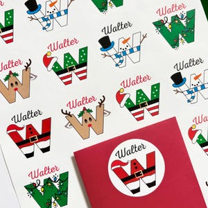 Personalized Christmas Gift Tag Stickers,  Fun Custom Initial Holiday Labels, Set of 12 or 20 Wrapping Gift Tags with