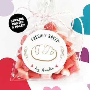 Sourdough Baked with Love Printed Stickers, Homemade Bread Round Stickers, From the Kitchen of, Freshly Baked Bread Labels for Gifts
