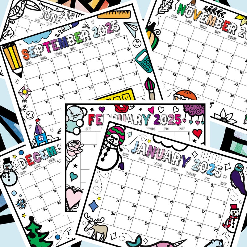 2025 Calendar Printable School Week Etsy