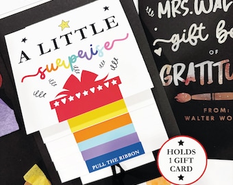 Pull to Reveal Teacher Appreciation Interactive Gift Card Book, Foil Money Holder for Educator Thank You, Holds 1 gift card