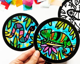 Reptile birthday party craft, Snake Birthday party favor, Chameleon party favor, Boy outdoor birthday party activity, Reptile Party Activity