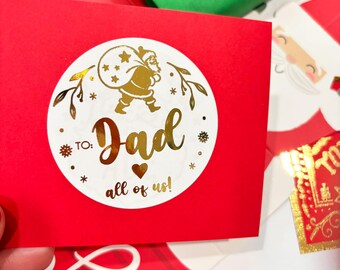 To and From Foil Personalized Santa Claus Gift Stickers, Custom Gift Love Santa Labels, Set of 12 Present Tags