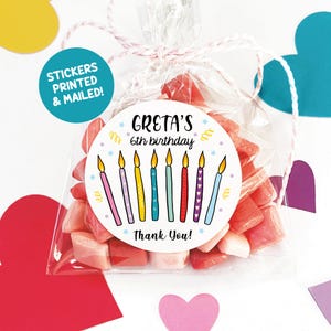 Pegatinas de cumpleaños para niños, etiquetas impresas de feliz cumpleaños, etiquetas de cumpleaños para niñas, bolsas de regalo para fiestas, pegatinas personalizadas para bolsas de regalo