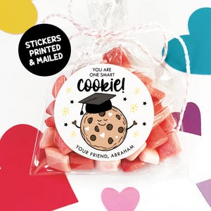 Un cookie intelligent, cadeau de remise des diplômes, sac de cadeaux autocollants, étiquettes de remise des diplômes personnalisées, étiquette de fête des diplômés de la maternelle ou de la salle de classe préscolaire
