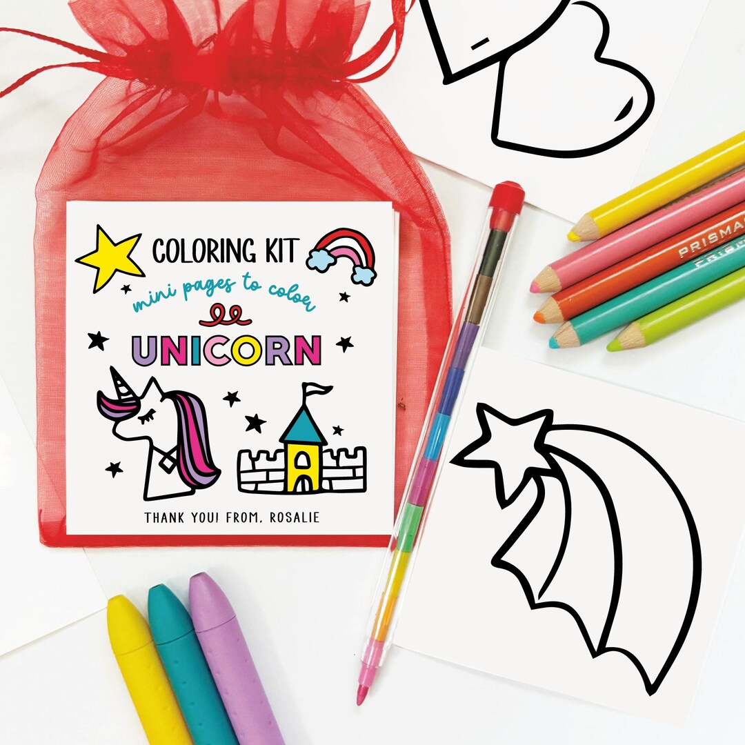 Unicorn Coloring Party Favor Kit: Personalized Mini Coloring Book - Etsy