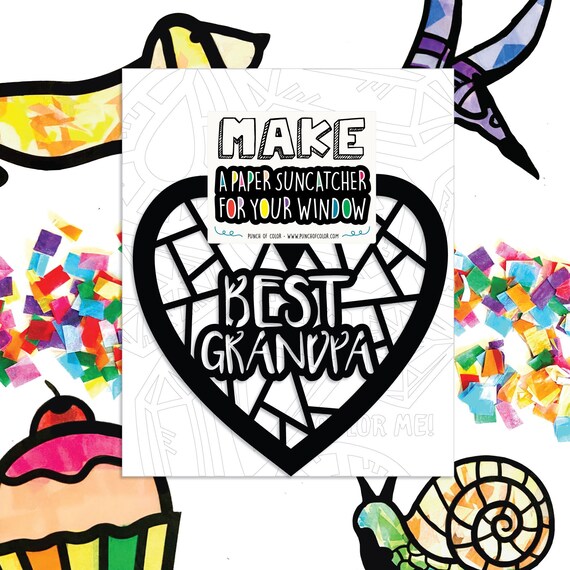 Best Grandpa Suncatcher Kit - gift for grandfather - gift from kids - kids craft kit - DIY father's day craft from grandkids