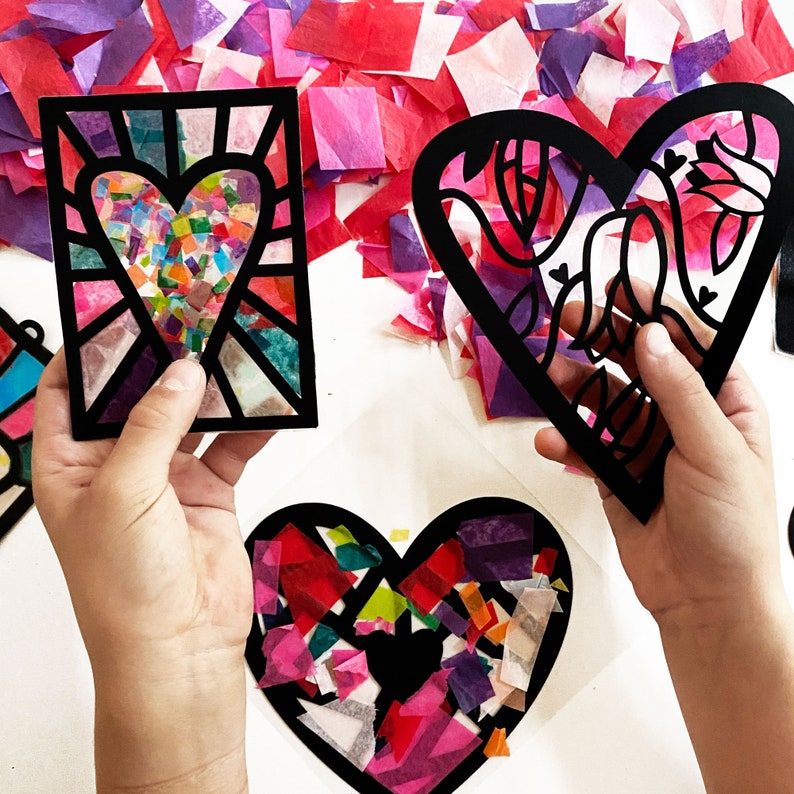 Valentines Day crafts for kids and toddlers, easy activity for preschool valentines party, colorful paper heart arts and craft project image 3