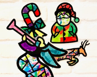 Christmas suncatcher kit -  kids craft kit - Christmas craft - party favors - Christmas stained glass - suncatcher - DIY kit winter activity