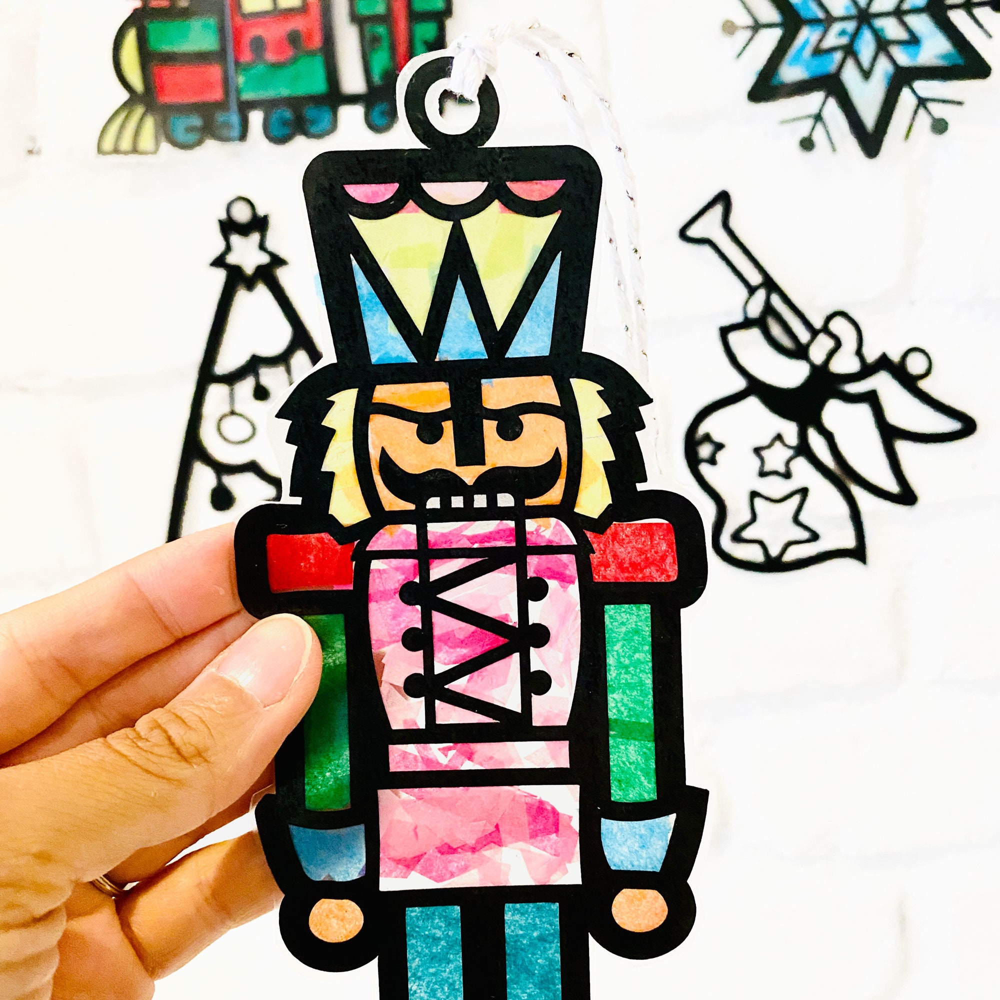 thumbnail image 2 of Christmas Suncatcher Craft Kit: Tissue Paper Stained Glass Window Art, Kids Crafts For Classroom, Birthday Party 2 of 12