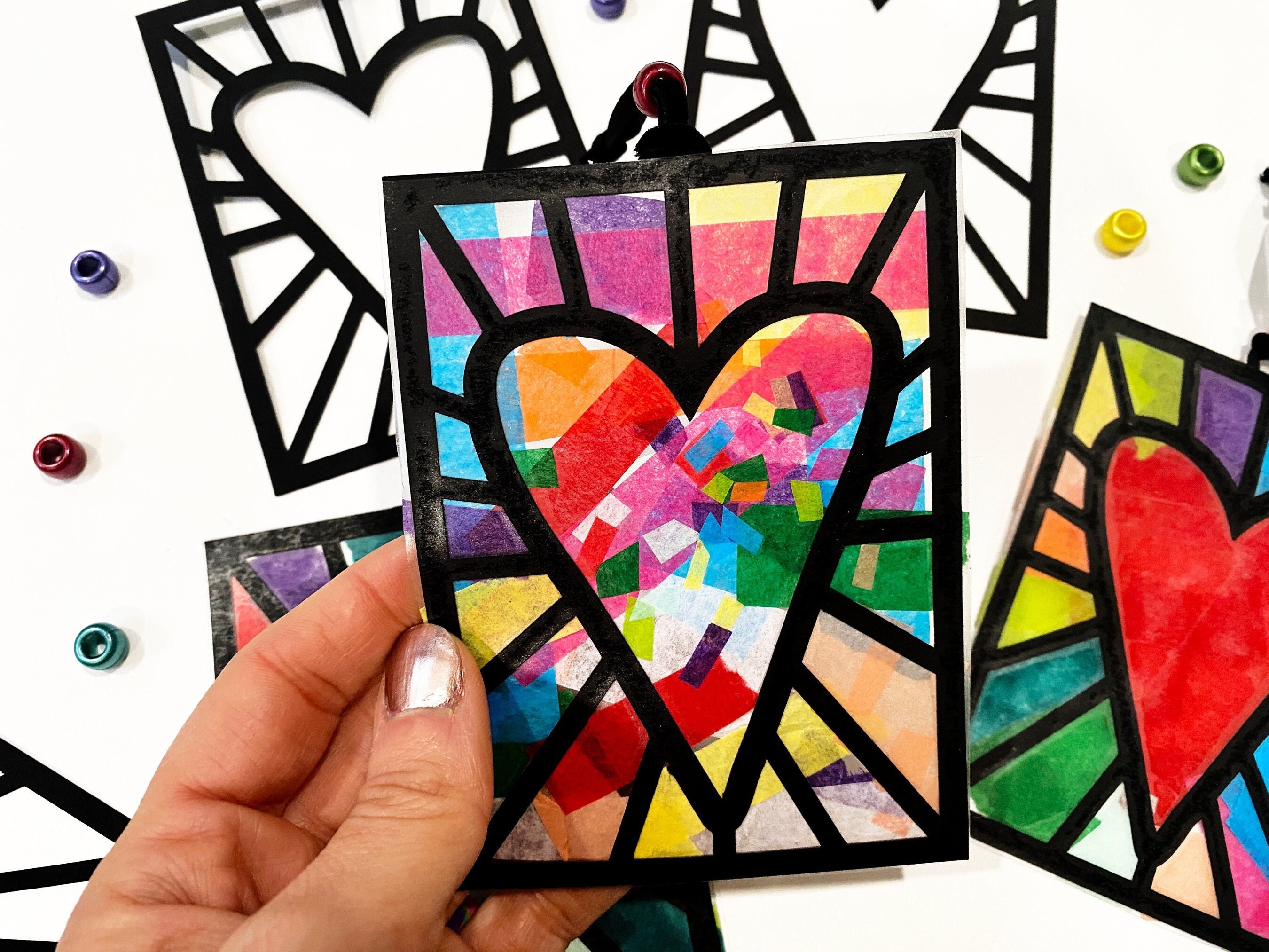 Valentine Craft Tissue Paper Stained Glass Heart – Wee Folk Art