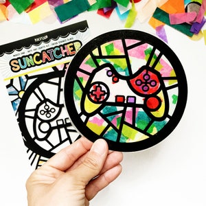 Video gamer suncatcher kit, boys birthday party favor, video game birthday, gamer party activity, arts and crafts kit for boy, gift for kids
