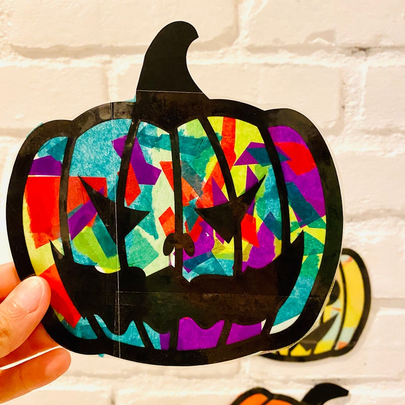 Pumpkins suncatcher kit Halloween craft class party Etsy