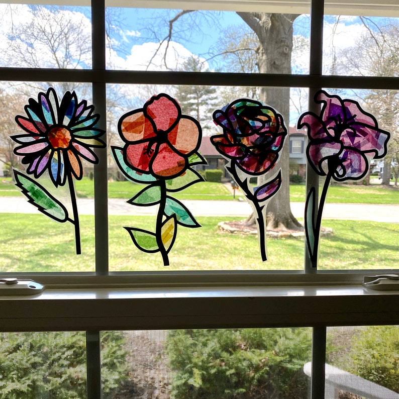 Flowers Suncatcher Kit Kids Craft Kit Summer Adult Craft Etsy UK