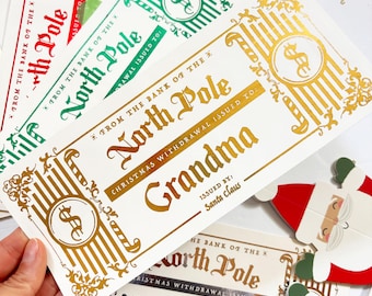 Christmas Cash Envelope with Real Gold Foil, Personalized Money Gift for Kids and Adults