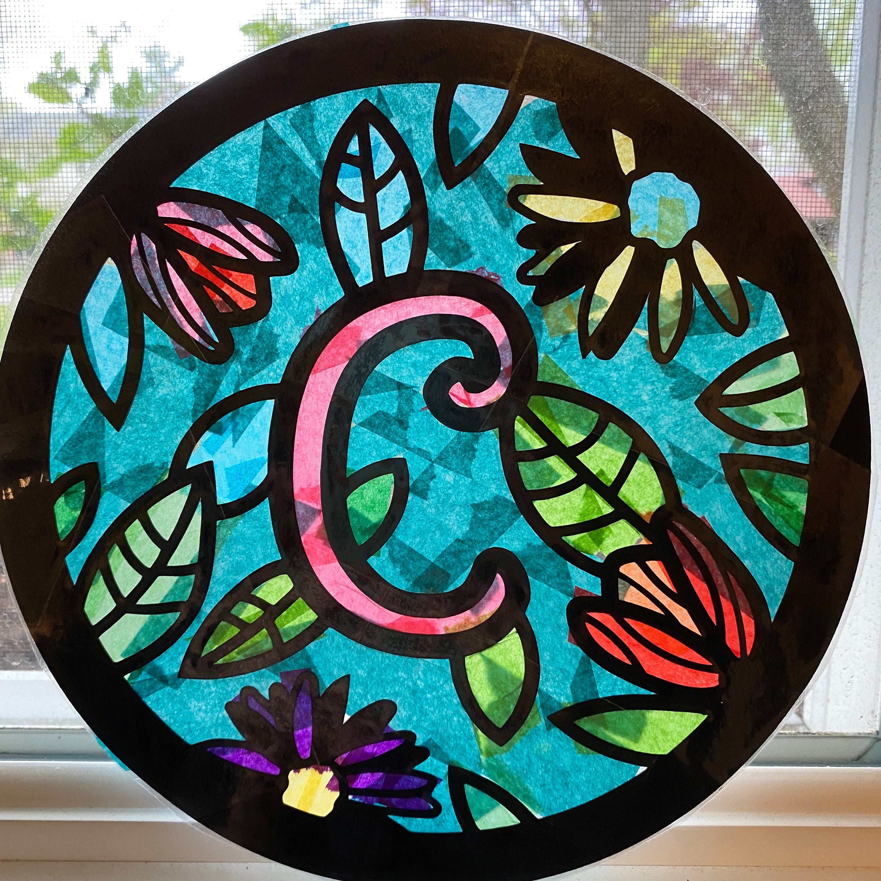 Flowers Monogram Suncatcher Kit Kids Craft Kit Etsy