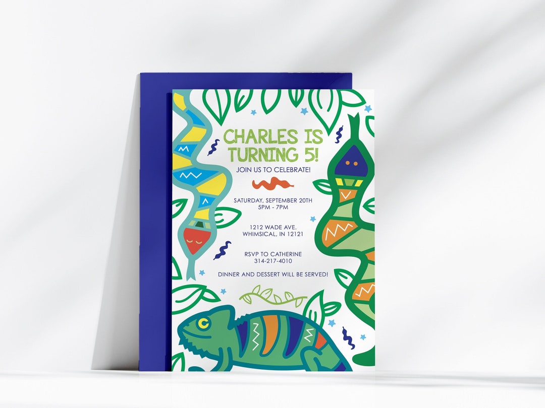 Reptile Birthday Invitation, Personalized Editable Reptile Party Invite ...