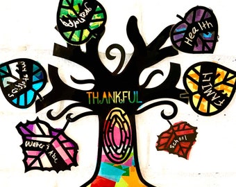 Thankful Tree suncatcher kit - kids craft kit - Thanksgiving craft - fall craft kit for kids - DIY grateful tree - fall activity