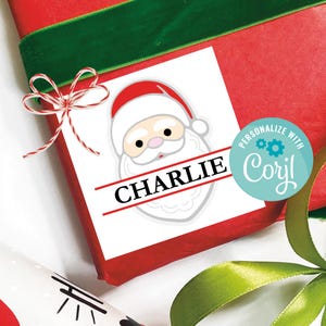 Printable Santa Claus Name Gift Tags, Personalized Simple Gift From Santa Tag Template, Editable Christmas Presents Printable