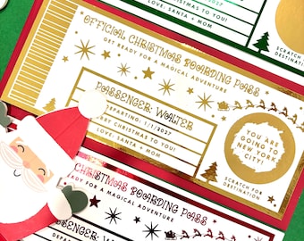 Gold Trip Voucher for Christmas, Scratch To Reveal Boarding Pass Surprise Gift