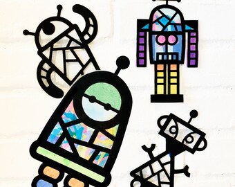 Robot Suncatcher Arts and Crafts Kit: Colorful Kids Activity