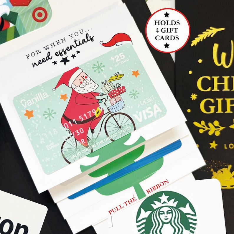 Digital Download Christmas Waterfall Gift Card Holder, DIY Money Holder ...