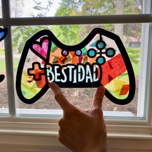 Gamer Best Dad Suncatcher Kit gift for dad gift from kids kids craft kit stained glass father's day craft DIY father's day gift image 2