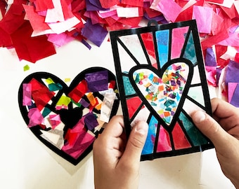 Valentinstag-Handwerk für Kinder und Kleinkinder, einfache Aktivität für Vorschul-Valentinstag-Party, buntes Papierherz-Kunst- und Bastelprojekt