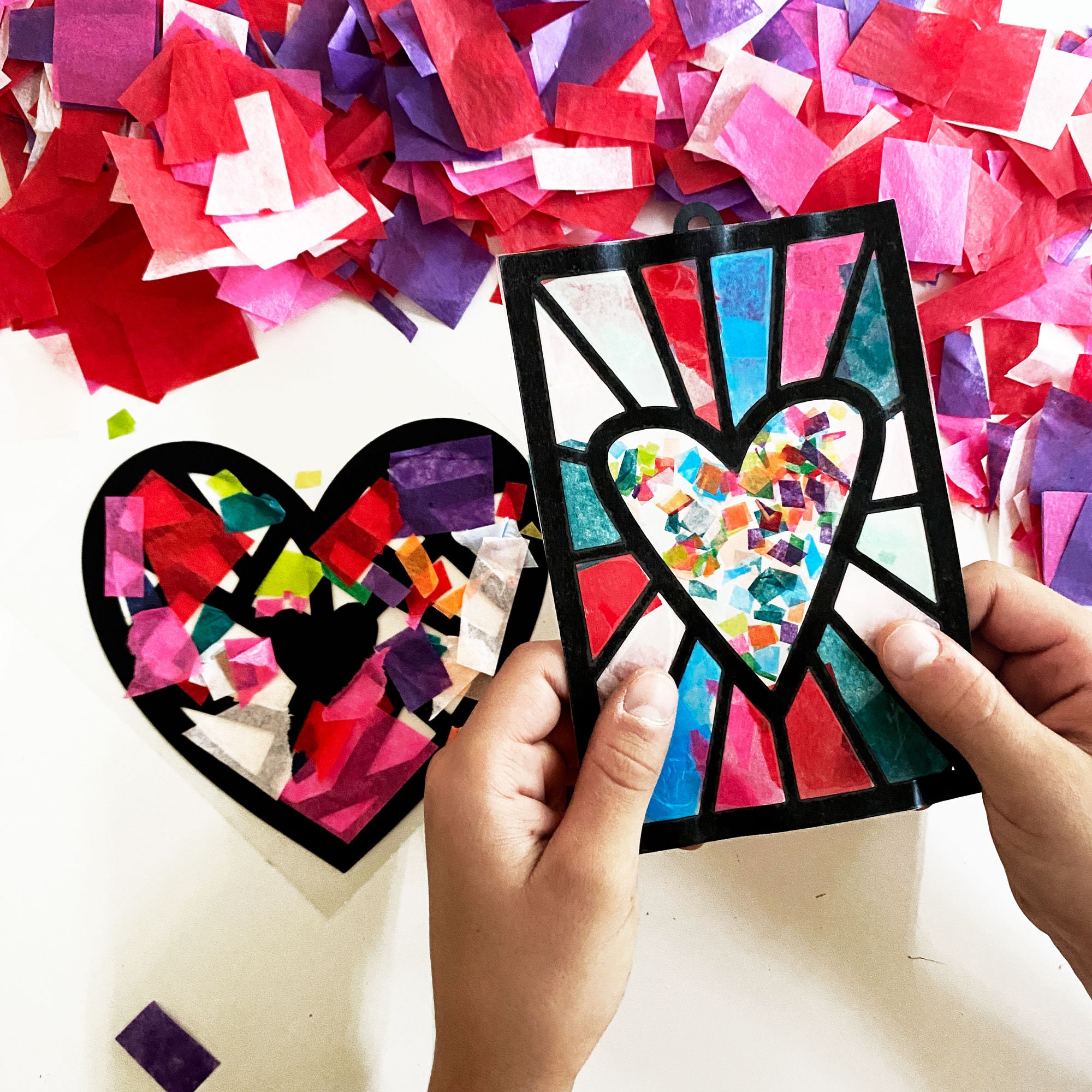 Heart Tissue Paper Suncatchers - Craft Project Ideas