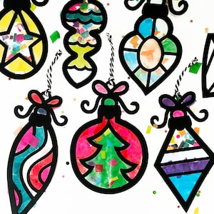 Mini ornaments suncatcher kit - DIY ornament craft kit for kids - Christmas craft for adults - holiday party favors - make your own kit