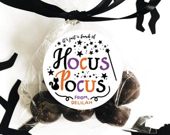 It's All Just A Bunch of Hocus Halloween Stickers, Happy Halloween Pocus Favor Labels, School Trick or Treat Halloween Party Tag