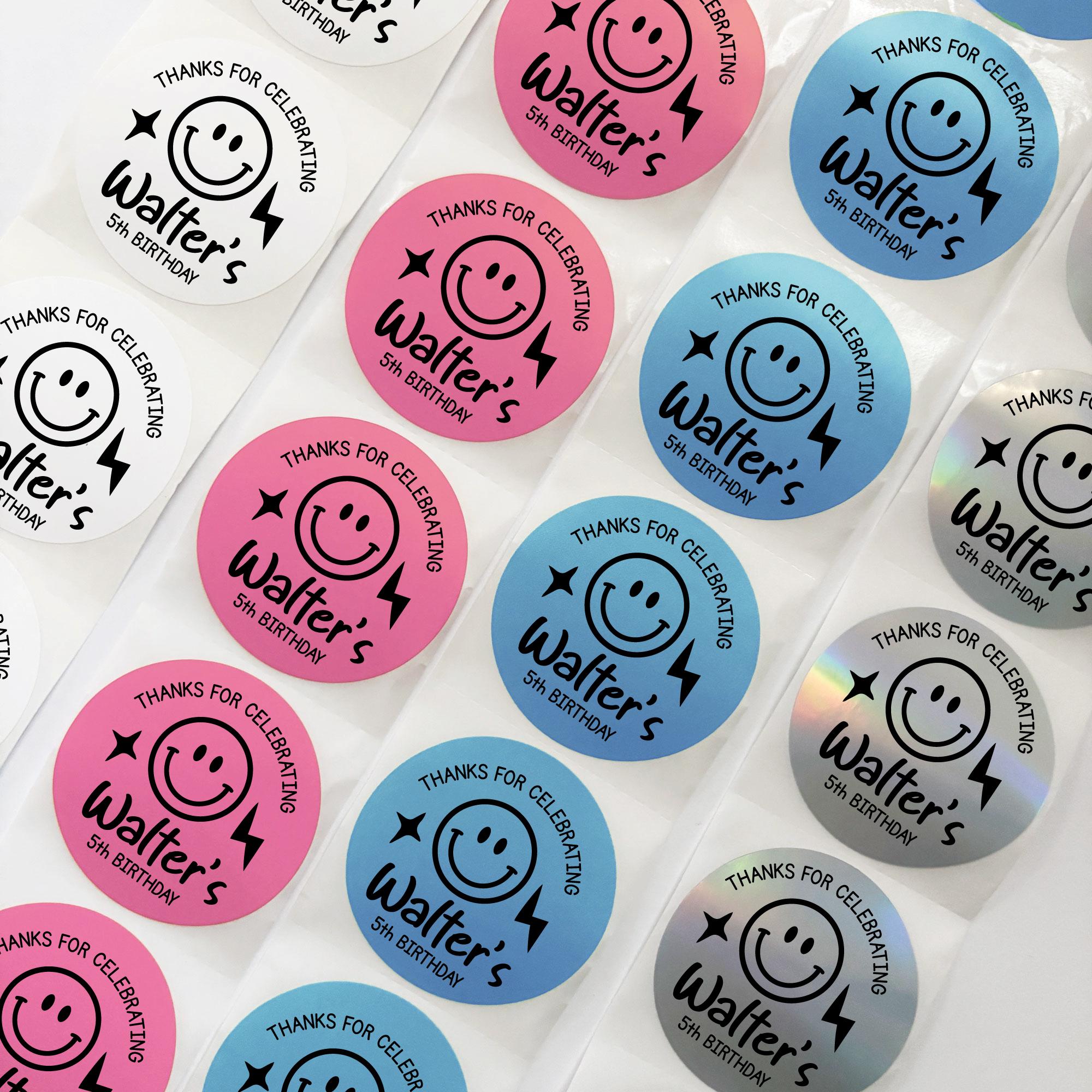 Personalized Happy Emotion Face Birthday Favor Stickers, Printed Custom ...