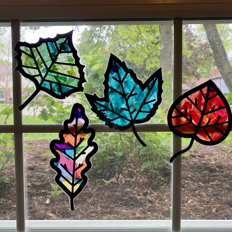 Leaves Suncatcher Kit Kids Craft Kit Homeschool Nature Etsy