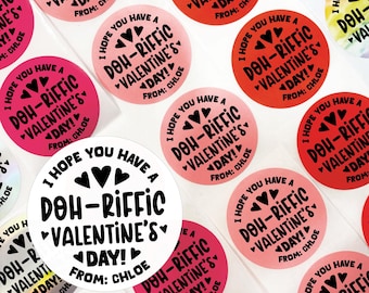 You are Dohriffic Valentine's Day Stickers, Personalized Clay Dough Favor Labels, Set of 10