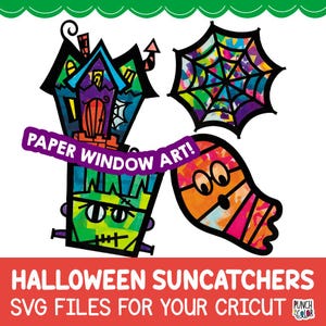 SVG-bestand 4 Halloween-ambachten, herfstzonnevangers thuis maken op je Cricut, herfstactiviteit, Frankenstein-spookspinnenweb, spookhuis