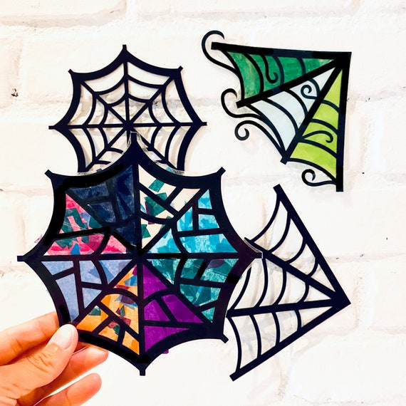 Spiderweb Paper Suncatcher Kit Halloween Arts and Crafts Kit for Kids  Halloween Decorations for Window Toddler Halloween Activity 