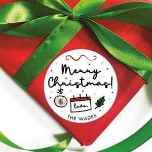 Gepersonaliseerde vintage kerstcadeaustickers voor cadeaus, eigenzinnige kerstkaart-envelopstickers, handgetekende gedrukte aangepaste labels