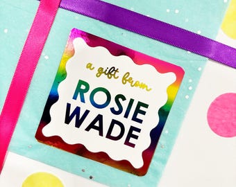 Foil Birthday Gift Stickers, Personalized Birthday Gift Tags, A Gift for You Rainbow Labels
