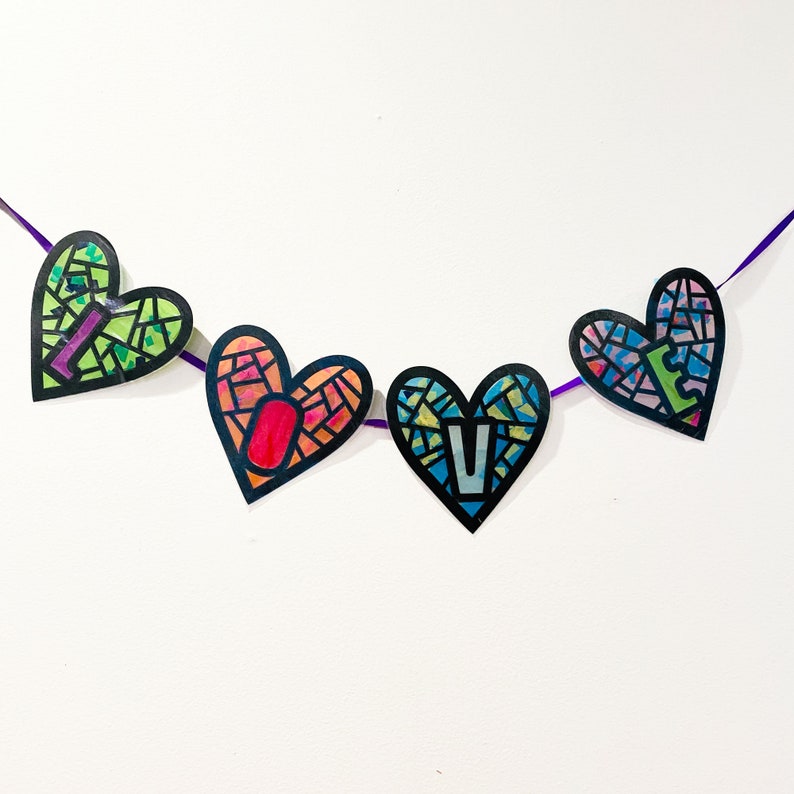 Love Heart Suncatcher Garland Kit Valentine's Heart Etsy