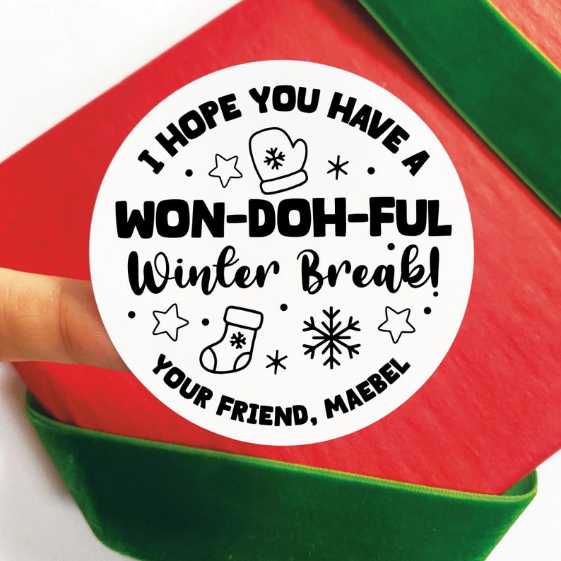 Personalized Won-doh-ful Winter Break Favor Stickers, Custom Holiday ...
