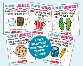 Personalized Joke Valentines Day Cards Printable, Kids Funny Valentine's Day Card, School Valentine Tags, Valentine's Day Printable Tags