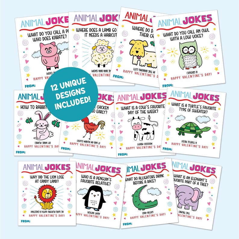 Animal Joke Valentines Day Cards Printable, Kids Funny Valentine's Day ...